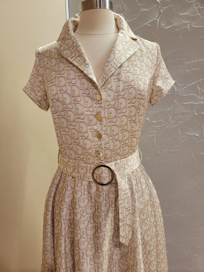 Long flared print dress