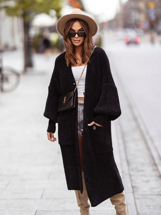 Long button closure cardigan