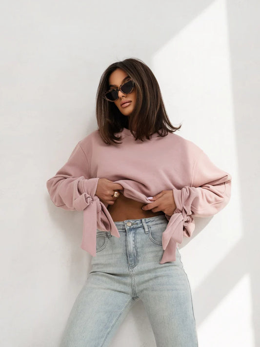 Pink Sweatshirt with Bow