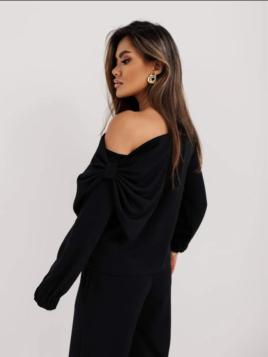 Relaxed bow set-sweatshirt